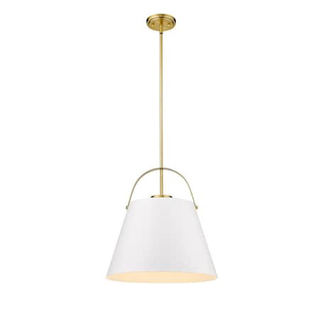 Z-Lite Z-Studio 1 Light Pendant, Matte White & Heritage Brass 726P18-MW+HBR